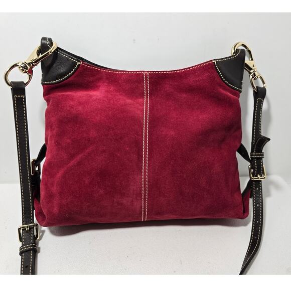 Dooney & Bourke Suede Hobo/Shoulder Handbag Purse Red Satchel Leather Strap - Picture 4 of 15